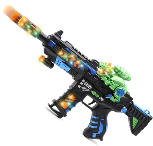DaoDaoZhu Dinosaur Light Up Toy Gun with Sound Effects, Noise-Making Gun Toys for Kids Indoor/Outdoor Play & Halloween Costume, Christmas Birthday Dinosaur Gifts for 3 4 5 6 7 Year Old Boys Toddlers