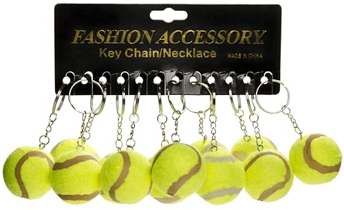 12 x Schlüsselanhänger Tennisball Gelb 3,5cm Ball Anhänger Sport Tennis Mitgebsel Sport Ballsport