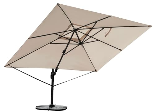 RS Trade Sonnen Ampel Garten Marktschirm 3x4m, 9-fach neig- kippbar, sand