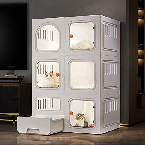 DLAZUM Katzenkäfige, Laufstall, halbgeschlossener Katzenschrank, Katzenkäfig für den Innenbereich, Kleintierkäfig, abnehmbare Katzengehege im Freien, großer Übungsbereich, ideal für 2–3 Katzen (Far