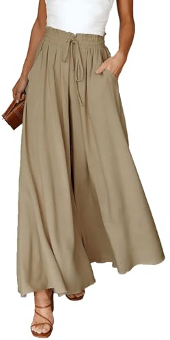 RoomTour Mujeres Pantalones de Pierna Ancha Cintura Alta Pantalones Casual con Bolsillos