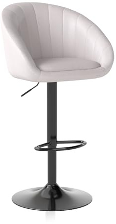 Youhauchair Bar Stools, Height Adjustable Swivel Bar Stool, Linen Breakfast Bar Stools, Kitchen Stools with Back & Footrest, Beige