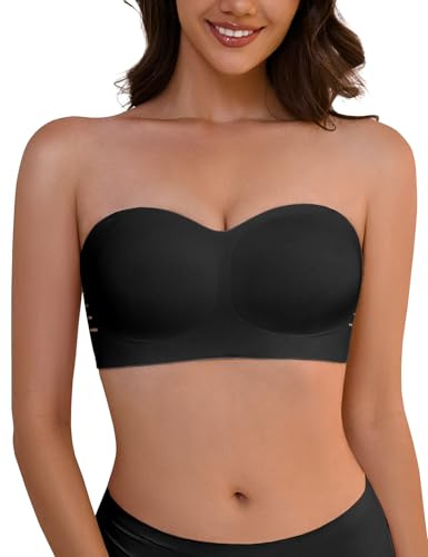 Lonya Soutien Gorge sans Bretelles pour Femmes Soutien-Gorge sans Armatur Sexy Classiques Brassiere sans Coutures Noir,S