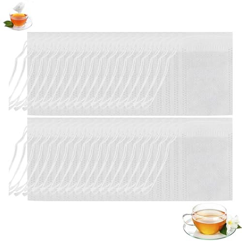 100 Pcs Reusable Tea Bags 8x10cm Empty Tea Bags with Drawstring, Tea Filter Loose Tea Infuser for Tea Spice