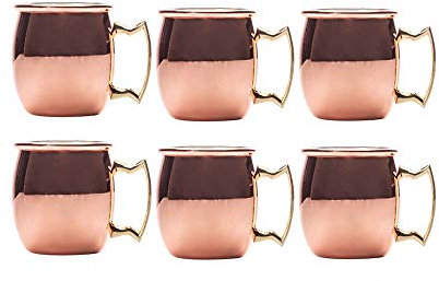 Juego de 6 copas de vino de cobre hechas a mano, perfectas para licores de vino tinto o blanco, jerez y cócteles. Diseño sólido martillado para una experiencia portátil de copa de vino de cobre