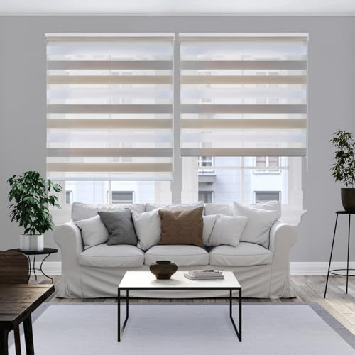 STORESDECO Doppelrollo mit Bohren 250H x 180B cm für Fenster & Türen - Zuverlässiger Lichtschutz & Sichtschutz - Kindersichere Rollos für Fenster mit Bohren & Einfacher Montage - Made in Europe