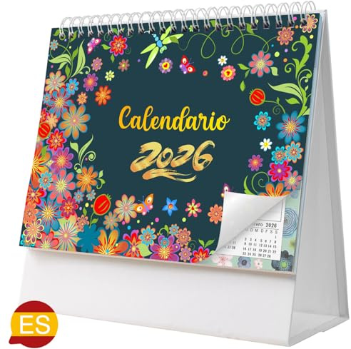 AEYAKA Calendario de Escritorio 2026 Calendario Noviembre de 2025 - Diciembre de 2026, 20 x 20.5 cm Español C08 (Negro 3)