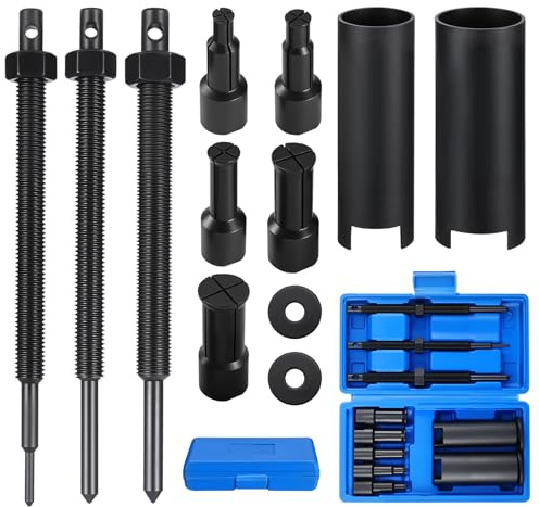 Coptiner 12PCS Motorcycle Inner Bearing Puller Kit, 5 Collets 9-23mm, Blind Hole Bearing Removal Tool Set with Slide Hammer for Wheel, Sprocket Hub, Gear & Needle Bearings