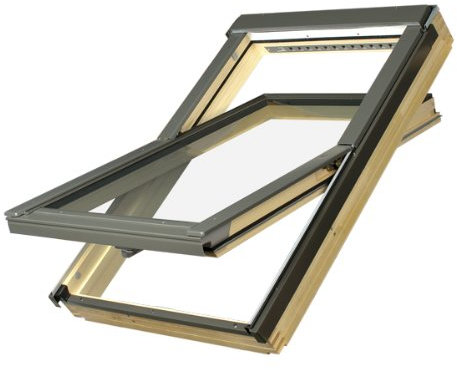 Dachfenster Fakro Schwingfenster 114x160cm Holz mit automatischer Dauerlüftung V40P Standardverglasung U3 mit Ziegeleindeckrahmen