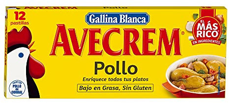 GALLINA BLANCA Avecrem Caldo de Pollo | Elaborado con Pollo de Corral, Verduras Variadas y Aceite de Oliva Virgen Extra. Bajo en Grasa, Sin Gluten, Sin Conservantes, Sin Colorantes - 12 Pastillas