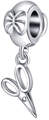 Charm in argento Sterling 925 con ciondolo con forbici, per bracciali Pandora, per parrucchieri e make up artist Seissor
