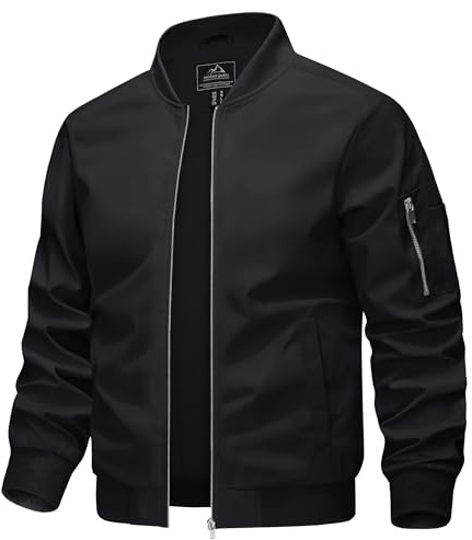 KEFITEVD Men's Spring Motorcycle Cargo Jacket Casual Thin Baseball Sports Jackets Fashion Outwear, Black, L