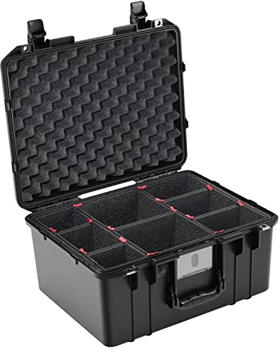 PELI 1557 Air Maleta de Transporte Ligera para Drones y cámaras, estanca e Impermeable al Polvo, 36L de Capacidad, Fabricada en EE.UU., con divisores Personalizables TrekPak, Color Negro
