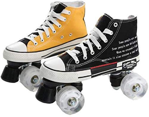 STRTG Canvas Schlittschuhe Rollschuhe Für Damen Mädchen Roller Quad Skates Komfortables Und Atmungsaktives Mit Zweireihigem Rad Obermaterial Leinwand Rollschuhe A,42