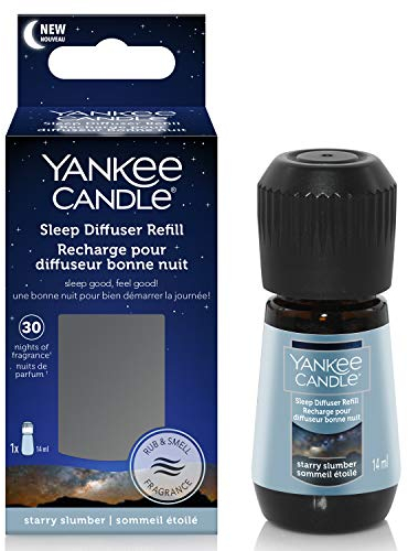 Yankee Candle Starry Slumber Raumspray-Nachfüllpack, Glas, Hellblau-Schwarz, Sleep Diffuser Refill