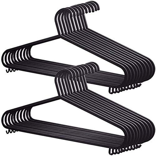 KARAN KING - Adult Plastic Strong Coat Hangers - Black Colour - Strong Plastic- Durable Space Saving with Suit Trouser Bar and Lips (50)
