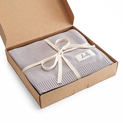 Livella Babydecke aus 100% Bio-Baumwolle, Premium Strickdecke samt weich und atmungsaktiv, Ideal für zarte Babyhaut, Oeko-TEX Standard 100 und GOTS Zertifiziert (Grau)