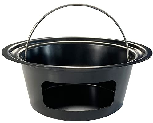 KAMaster Ash Can with Folding Handle Compatible with Large Big Green Egg,Charcoal Ash Collector Must Haves Green Egg Accessories Carbon Steel Ash Pot High Temperature Resistance Kamado Ash Basket