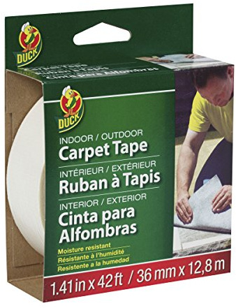 Duck Brand 286373 Indoor/Outdoor Carpet Tape, 1.41-Inch x 42 Feet White, Pack of 6.