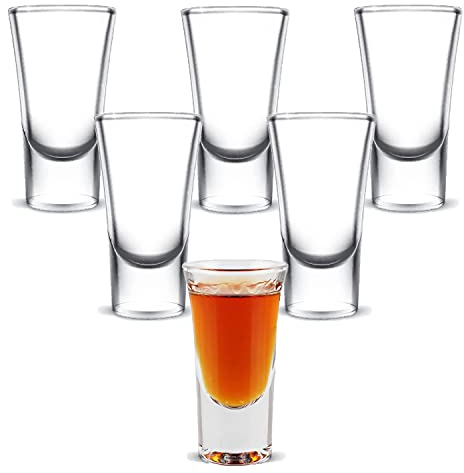 GOIEHIR Schnapsgläser 30ml, 6 Stücke Shotgläser Set, Shotgläser aus Glas für Brandy, Whisky, Tequila, Gin, Wodka