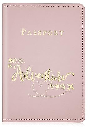 ALLY-MAGIC MenY7CSHZJ Étui de passeport en cuir PU avec portefeuille pour cartes de crédit, argent, cartes de visite, passeport, cartes d'embarquement pour femme, rose, 1, Classique