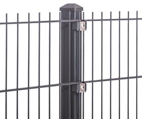Doppelstabmattenzaun 656 Set mit Va Klemmhalter Anthrazit Gartenzaun Neu 7,5m-50m Stabmattenzaun | 12.5-143 cm