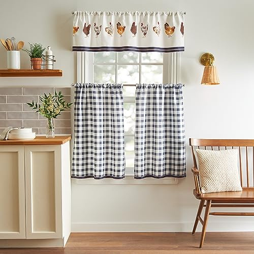 Martha Stewart Chickens Lot de 3 Rideaux de fenêtre avec cantonnière et étages Multicolore