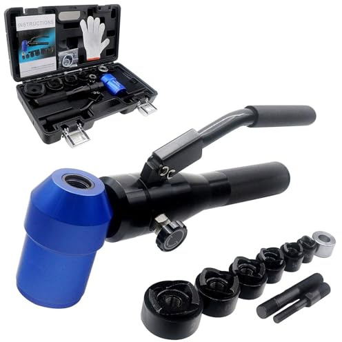 Kit De Sacabocados Hidráulicos,Perforadora De Láminas De Metal Excavadora De Agujeros Hidráulica,Herramientas De Atornillado De Láminas De Metal,Para Aluminio,Latón,Blue