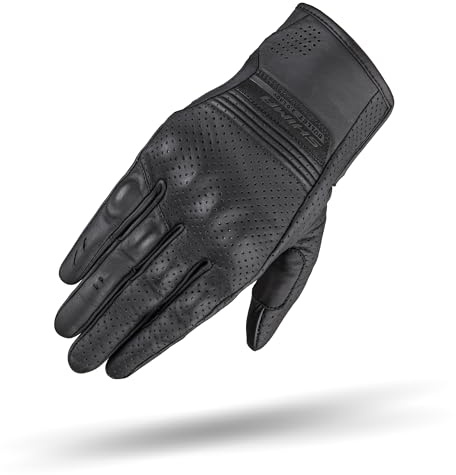 SHIMA BULLET Motorrad Handschuhe Damen Leder Kurze Sommer Motorradhandschuhe Schutz Touchscreen Stadt Lederhandschuhe Motorcycle Belüftet Verstärkt Perforiertes Leicht (Frauen, Schwarz, M)