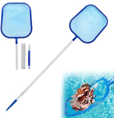JJYHEHOT Pool Kescher, Poolreinigung Kescher Feinmaschig mit 120 cm Aluminium Teleskopstange, Skimmer Pool Kescher für Schwimmbad, Gartenteich, Aquarium, Spa