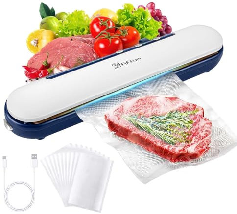 Machine à emballer sous vide, économiseur de nourriture, compacte et puissante au lithium pour aliments, sacs sous vide et cutter inclus, système d'aspiration externe, portable, meilleure conservation