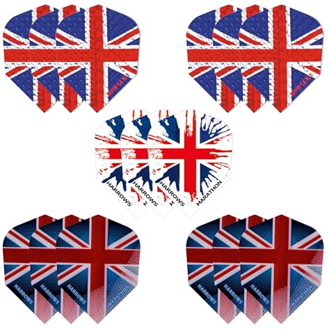 Harrows Darts Flights (15 Flights Total) I 100 Micron Dart Flights I Premium Extra Strong Made in UK I Professional (Union Jack)