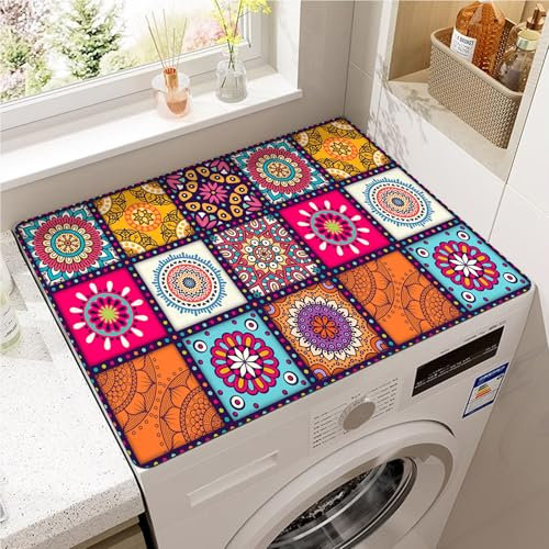 Highdi Housse de Protection pour Machine à Laver Top, Bohème Coussin de Machine à Laver Antidérapant Housse de Machine à Laver pour Machine à Laver Ou Sèche-Linge (50x60cm,Mandala)