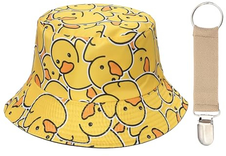 CHSZSH 1 x Damfiskarhatt, 1 x hattklämma, rolig fiskarhatt, gul fiskarhatt, vikbar solhatt, Gul, S-M