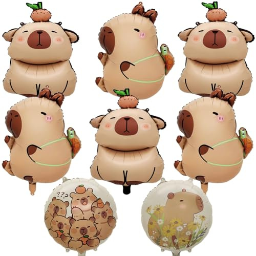 MEZHEN Folieballong Capybara födelsedagsdekoration ballong djur ballong folie barnfödelsedag dekoration födelsedag ballonger helium djungelballonger födelsedagsfest