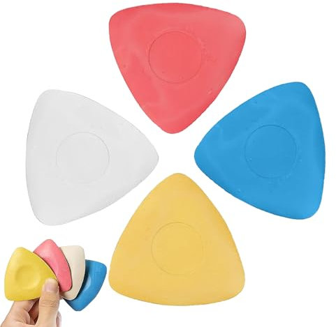 YUGUOLAN 4 Stück Schneiderkreide, Nähkreide, Stoffkreide, Dreieckskreide Für Schneiderarbeiten, Kreide Nähen, Für Schneiderarbeiten, Nähen, Quilten, Basteln (Gelb, Rot, Blau, Weiß)