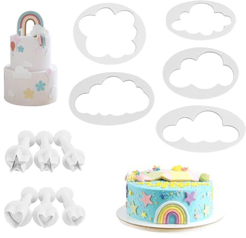 11 Pcs Cortadores de Nubes Moldes de Nubes Estrellas Molde Decoración Pasteles Moldes de Galletas Decoradas de Nubes Cortador de Galletas Cookie Cutter para Fondant Galletas Pasteles
