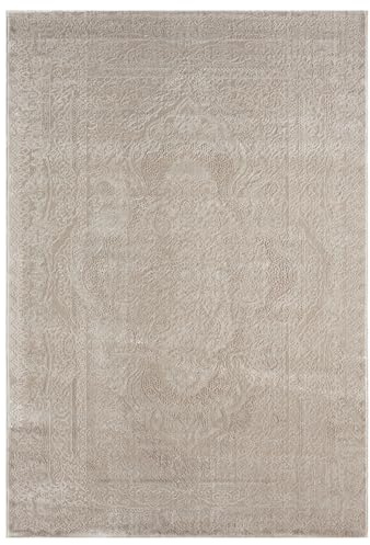 VIMODA Teppich Wohnzimmer Teppich Schlafzimmer, Flur, küche Kurzflor Orient Design Vintage Hoch-Tief-Effekt Modern 3D Weich,Maße:160 x 230 cm;Farbe:Taupe