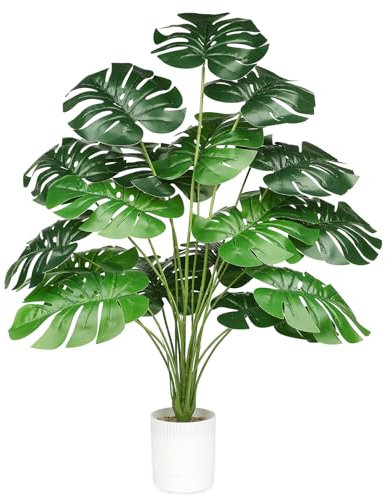 80cm Fake Monstera Tree in Pot Artificial Fake Plants Indoor Decorative Large Faux Plants for Home Office Living Room Decor Indoor