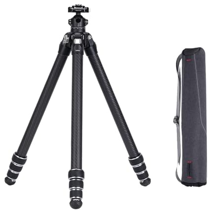 FALCAM TreeRoot Quick Lock Lite Treppiede in Fibra di Carbonio con Testa a Sfera, ultra-leggero & compatto per viaggi, carico verticale di 40kg, controllo con una mano, gambe ispessite da 1,3 mm per f