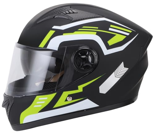 Mulcort Casco de Motocicleta, Casco de Bicicleta Liviana para Hombres y Mujeres, Circunferencias de la Cabeza de 54-61 Cm Cosco de Cara Completa con Calentador de Cuello Desmontable, (Negro)