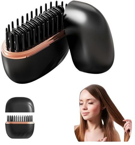 Mini Hair Straightener, 2-in-1 Cordless Hair Straightener Comb with 3 Heat Settings, 30s Fast Heating Anti-Scald Shell for All Hair Types Travel Home Use