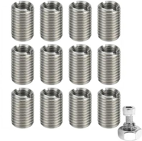 12 stycken 15 mm gängadapter M8 1,25 till M10 1,5 av rostfritt stål, gänginsats M10 till M8, robust gänghylsa och reduceringsmutter, för möbler, bil- och maskinprojekt