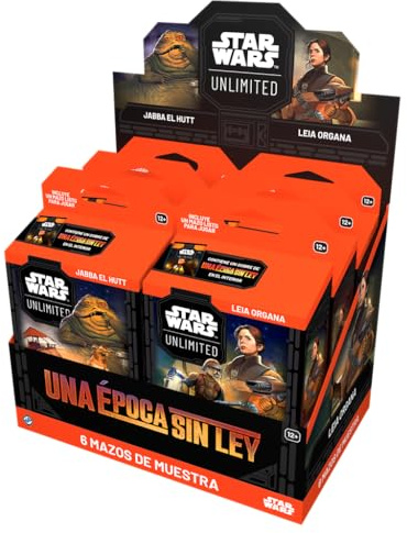 Asmodee FFG Star Wars Unlimited Juego De Cartas Coleccionables Una Epoca sin Ley - Display de 6 Mazos de Muestra : Leia Organa y Jabba el Hutt - A Partir de 12 años, 2+ Jugadores - Versión española