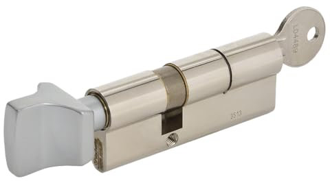 Vachette Cylindre de Serrure Mécanique FIRST pour Porte - à Bouton 30x30mm - Mécanisme 5 Goupilles Sécurisé - 3 Clés - Installation Facile - Garantie 2 Ans - Finition Nickelée