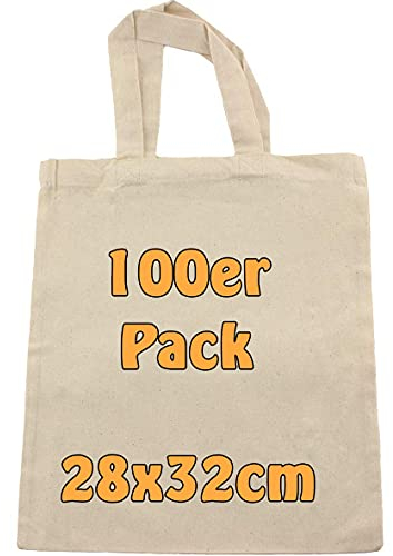 Cottonbagjoe | 10 Baumwolltaschen zum Bemalen | 28x32 cm | Stoffbeutel | DIY | Bauwollbeutel | kurze Henkel | DIN A4 | Geschenktasche | Jutebeutel