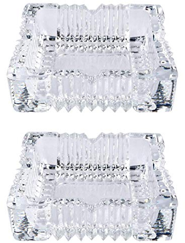 2PCS 4 inch Ashtray,Square Tabletop Glass Ashtray Smoke Collectible Tribal Decoration