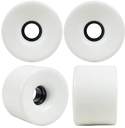 RaceBon 60 mm Longboard Skateboard Rollen Härte 78A PU Cruising Wheel Free 608 Kugellager und Abstandshalter Set von 4 (weiß)