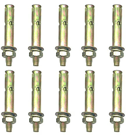 Ayiciel Expansion Bolts, M6 Hex Nut Expansion Bolt Sleeve Anchors, Heavy Duty Expansion Screw Bolts Wall Plug Fixing Anchor (Pack of 10)