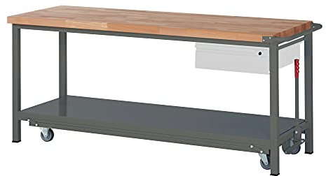 Etabli STIER Premium avec châssis roulant abaissable et 1 tiroir, lxPxH 2 000x700x880 mm